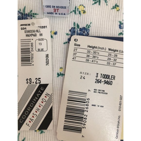 Oshkosh 90s Floral Shirt Ribbed 3T New Made in USA NWT - Picture 9 of 11